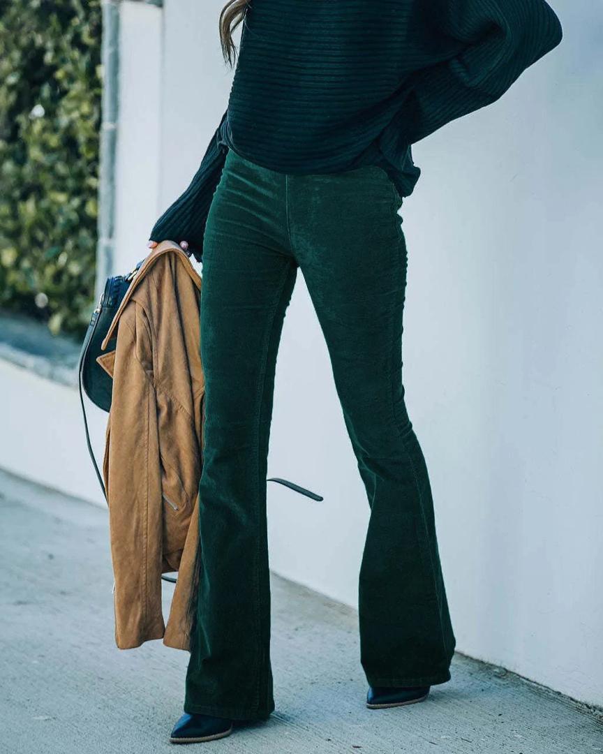 Ruby | Women’s Flared Corduroy Trousers with Ribbed Texture