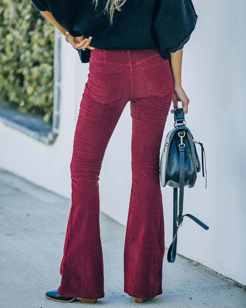 Ruby | Women’s Flared Corduroy Trousers with Ribbed Texture