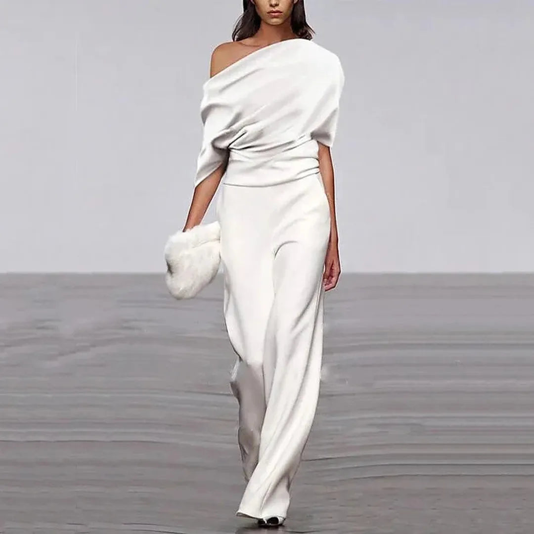 Morgan | Women’s One-Shoulder Jumpsuit with Draped Bodice