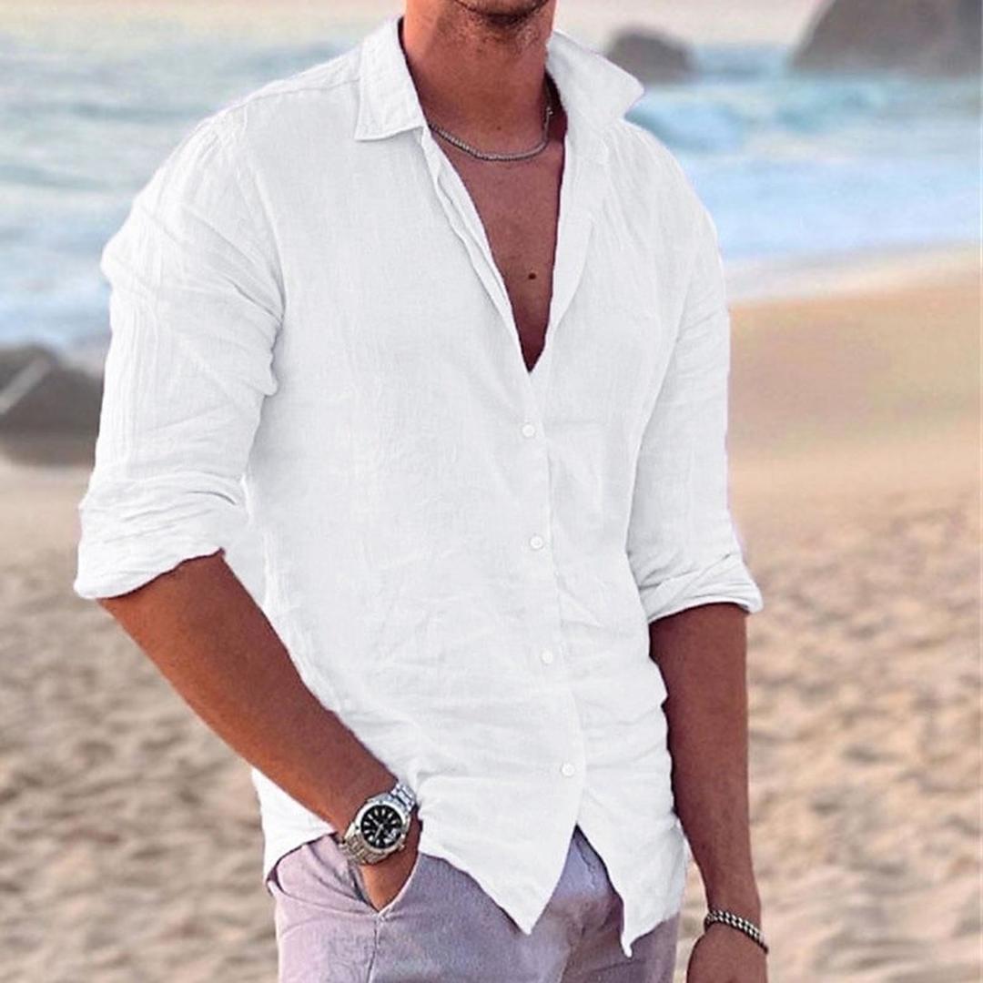 James | Men’s Linen Button-Up Shirt with Long Sleeve