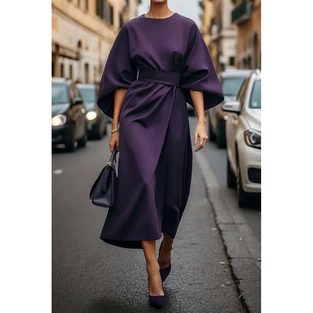 Natalie | Women’s Midi Dress with Lantern Sleeves