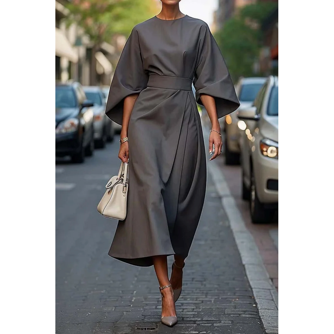 Natalie | Women’s Midi Dress with Lantern Sleeves
