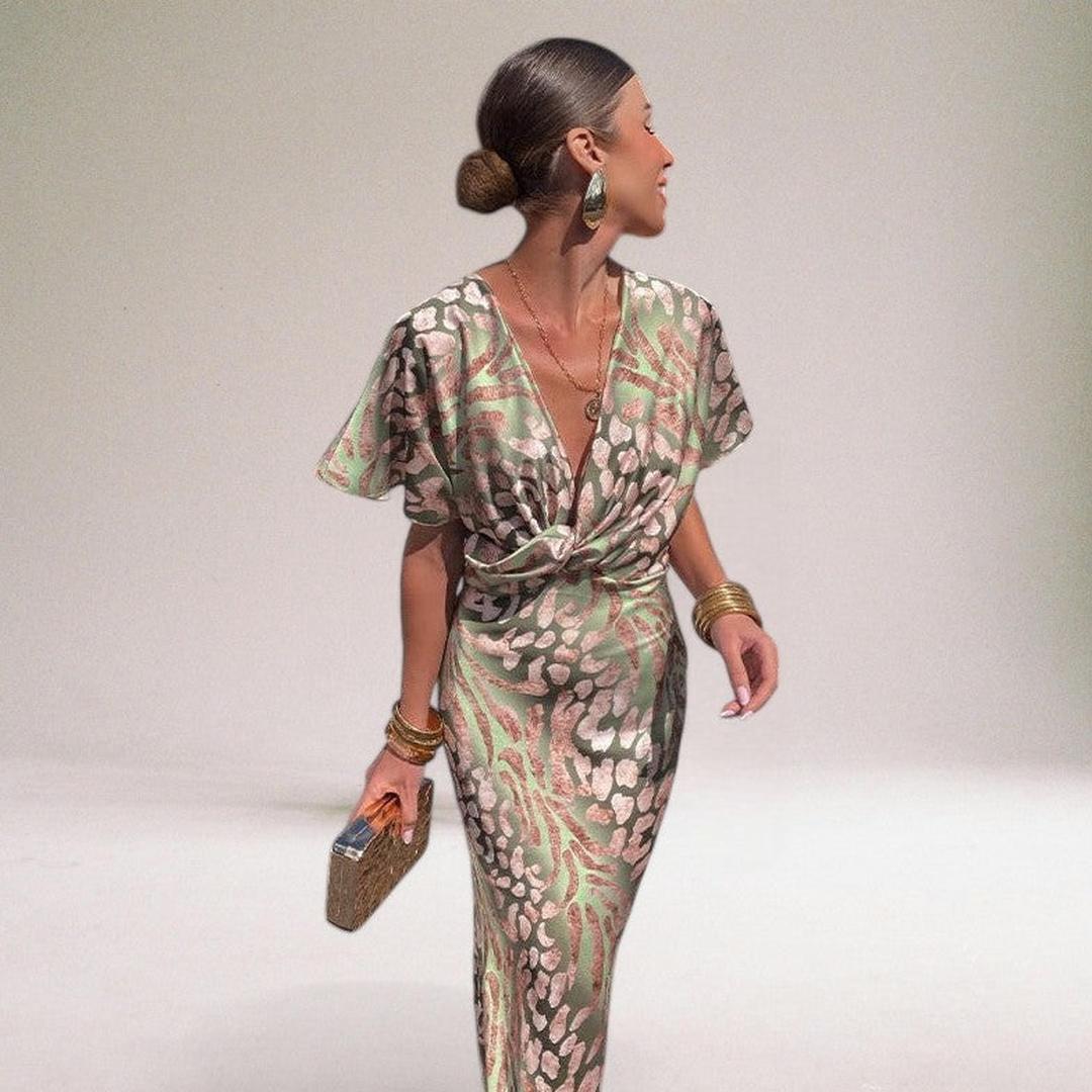 Sophia | Women’s V-Neck Printed Maxi Dress
