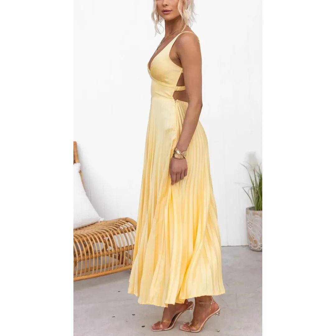 Lily | Women’s Pleated V-Neck Sleeveless Maxi Dress