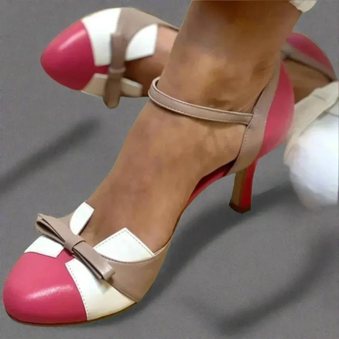 Mia | Women's Round Toe Pumps with Bow Detail