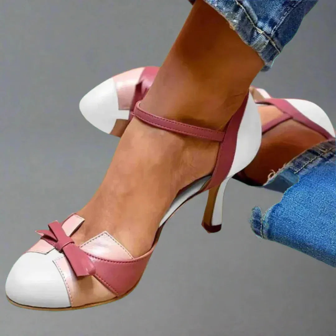 Mia | Women's Round Toe Pumps with Bow Detail