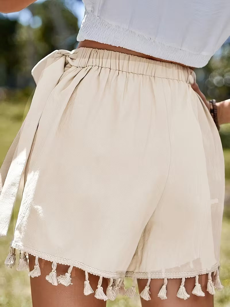 Women’s Wrap-Front Tassel Shorts