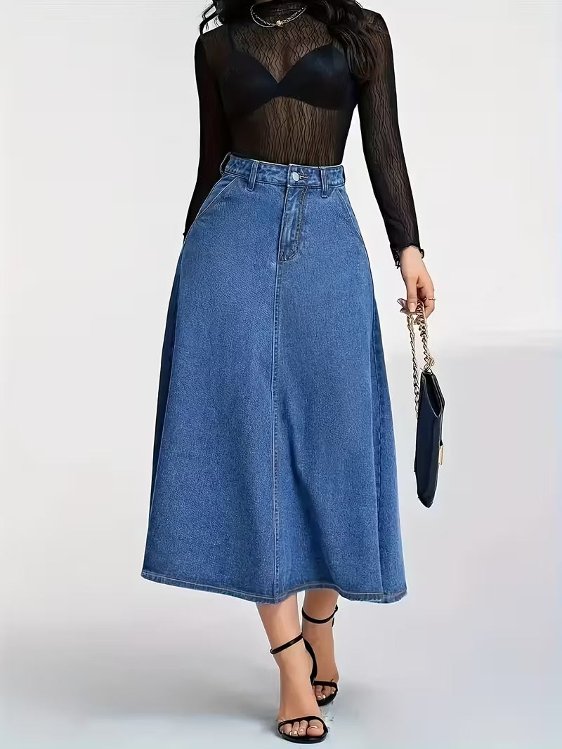 Women’s A Line Midi Skirt with Classic Panel Structure