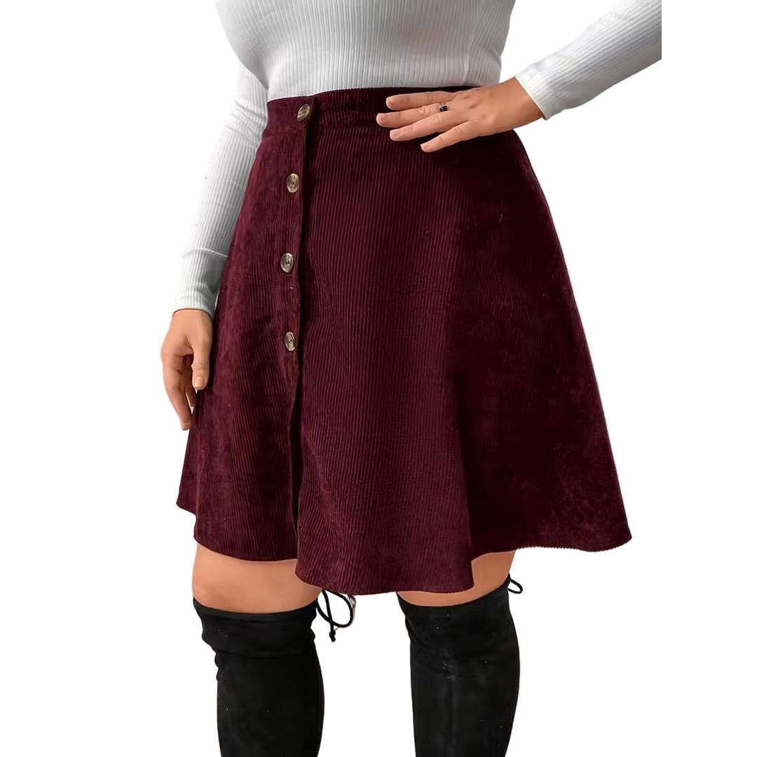 Women’s A Line Mini Skirt with Side Button Fastening