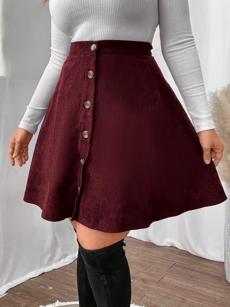 Women’s A Line Mini Skirt with Side Button Fastening