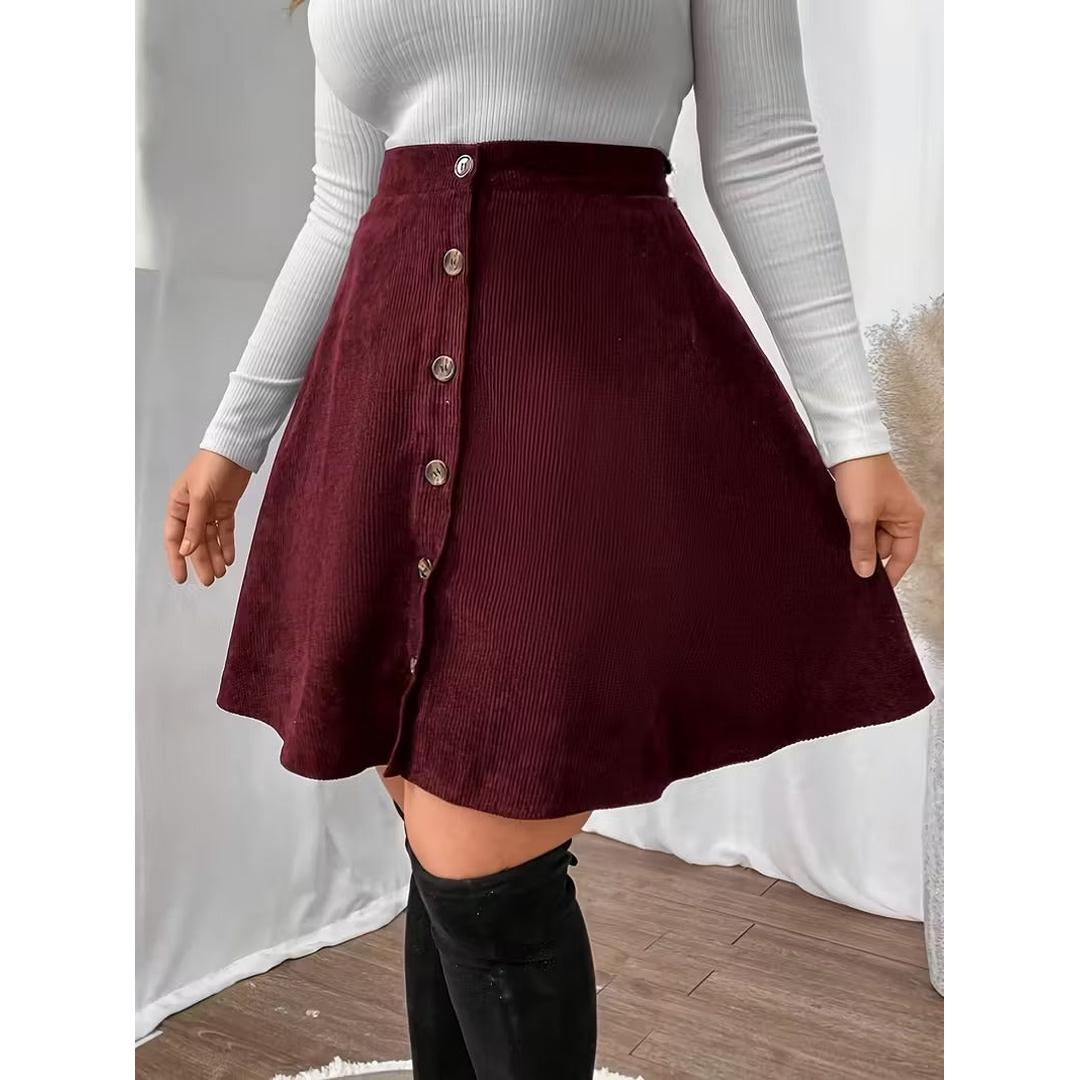Women’s A Line Mini Skirt with Side Button Fastening