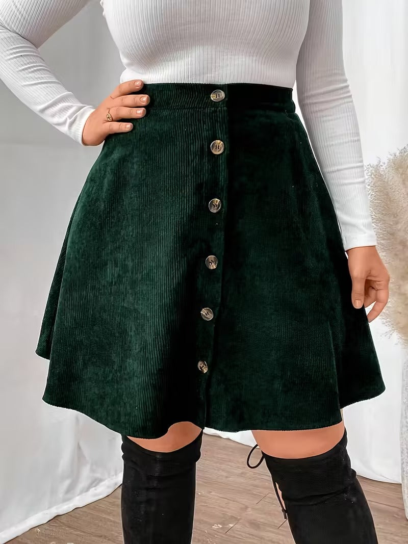 Women’s A Line Mini Skirt with Side Button Fastening
