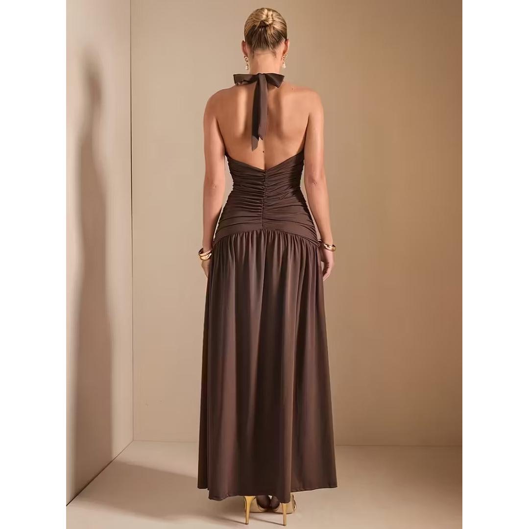 Women’s Halter Maxi Dress with Front Slit
