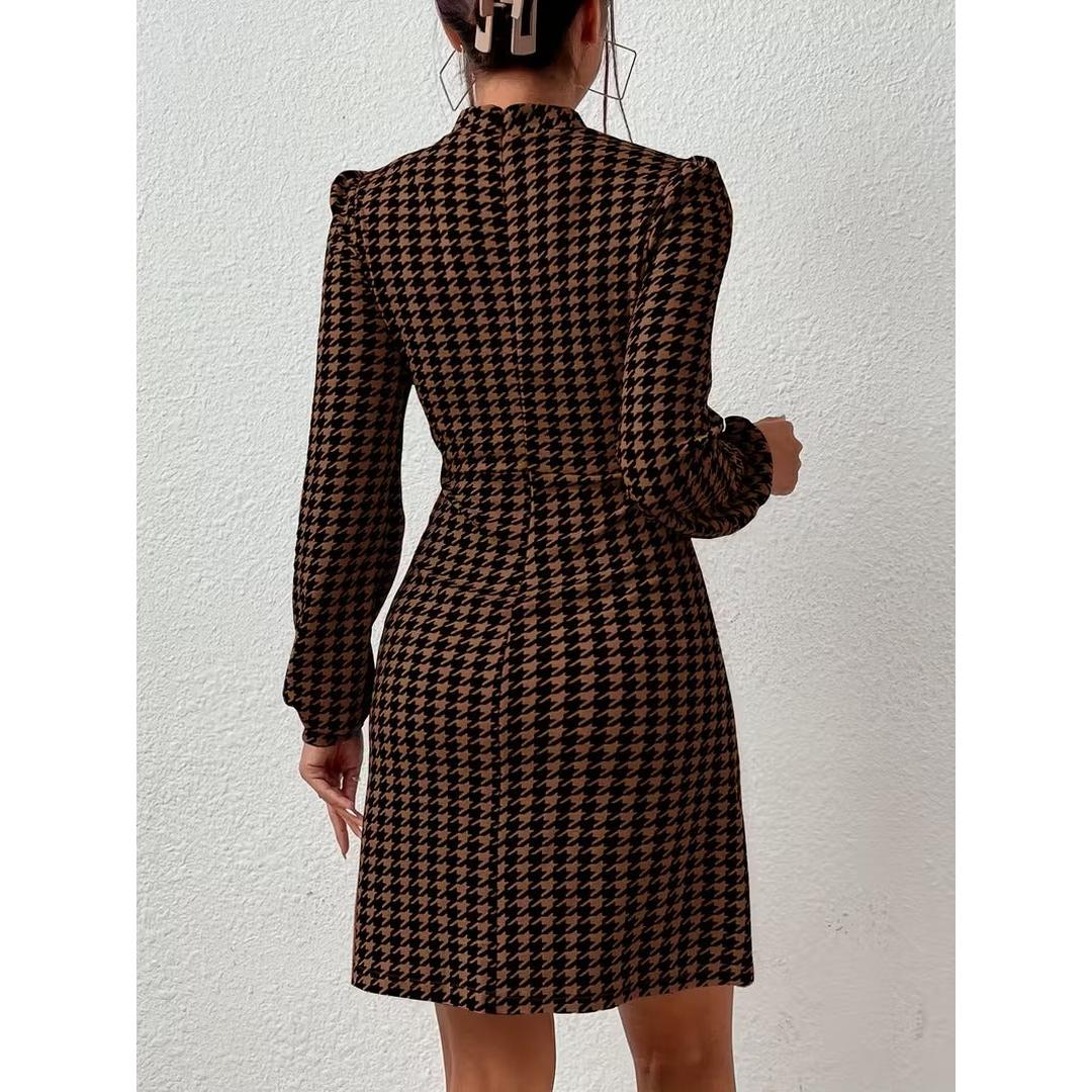 Women’s Long Sleeve Mini Dress with All Over Pattern