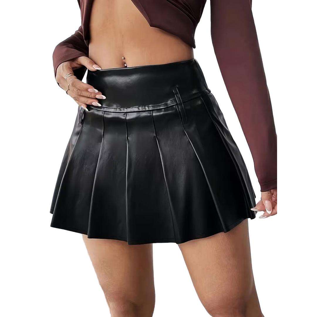 Women’s Pleated Mini Skirt with Wide Waistband