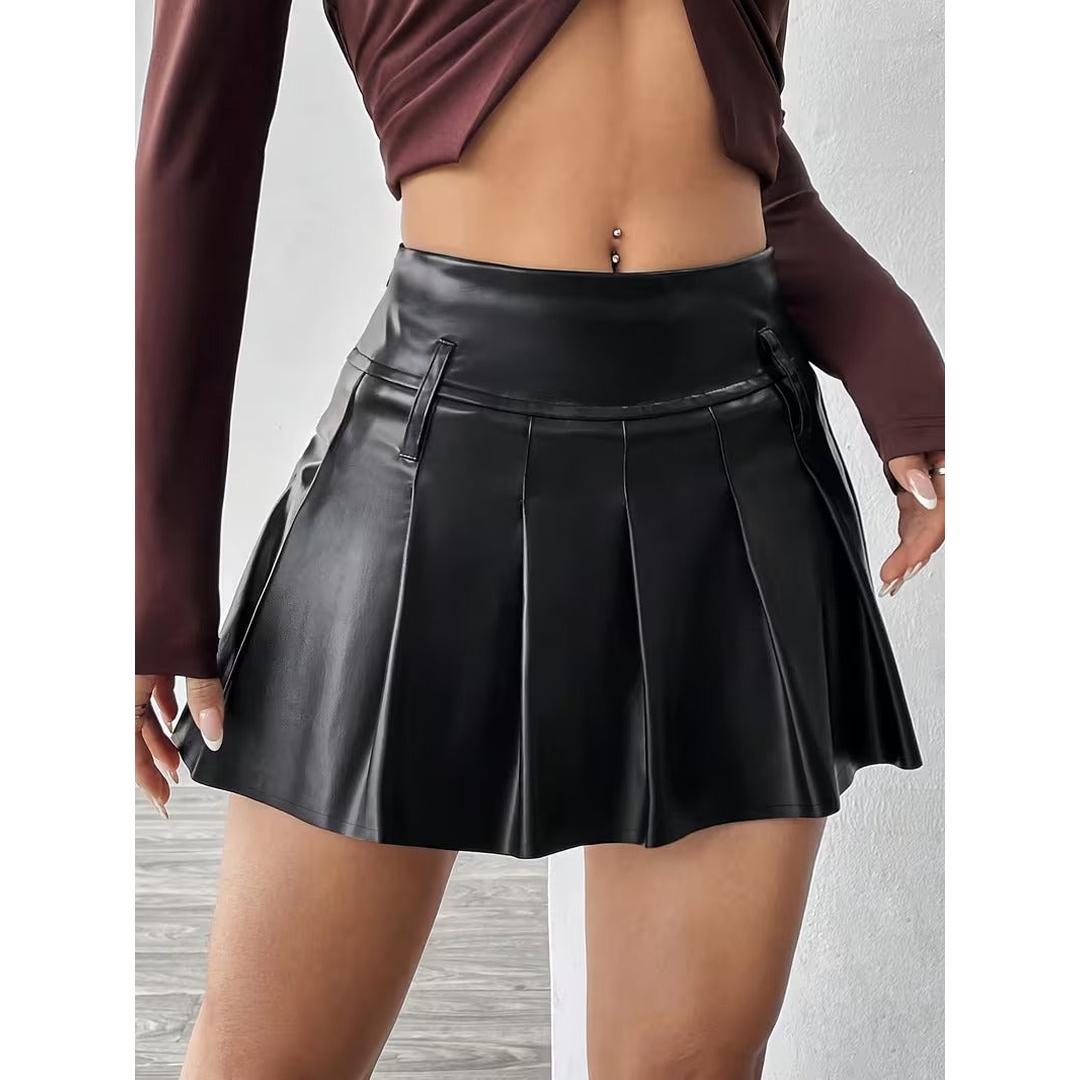 Women’s Pleated Mini Skirt with Wide Waistband