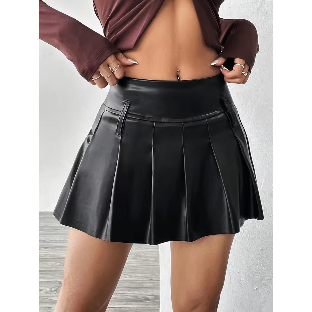 Women’s Pleated Mini Skirt with Wide Waistband