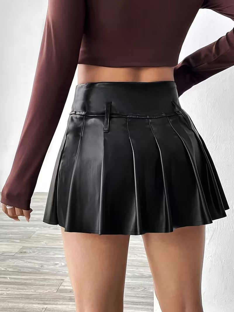 Women’s Pleated Mini Skirt with Wide Waistband
