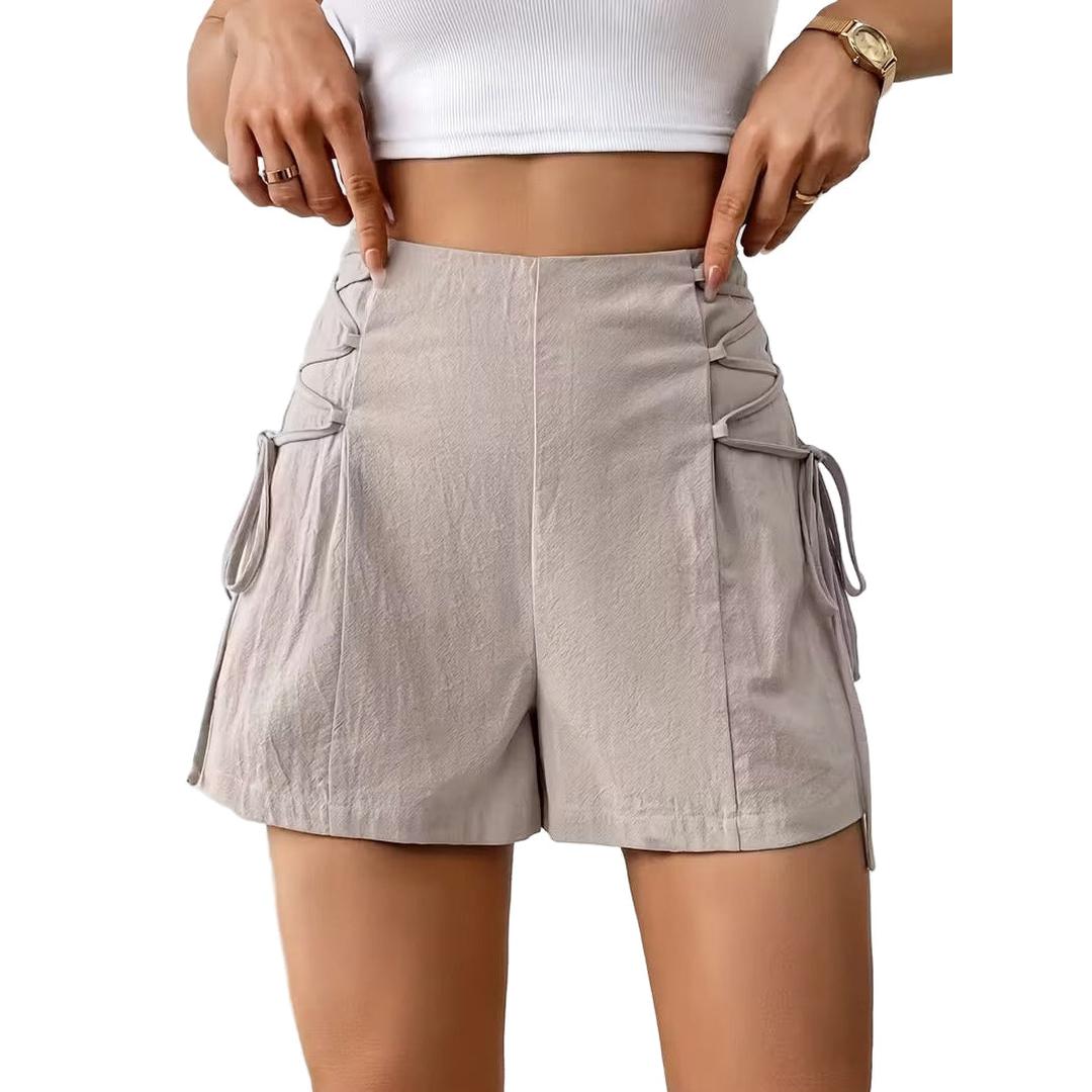 Women’s Side Tie Mini Shorts with Smooth Surface