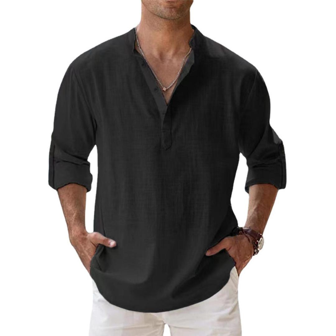 Oliver | Men’s Linen Henley Shirt with Button Placket