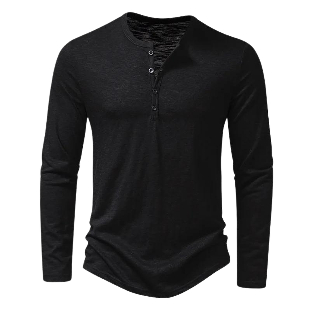 Bravero | Men’s Long-Sleeve Henley Shirt with Button Placket