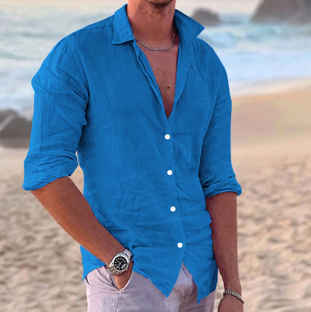 James | Men’s Linen Button-Up Shirt with Long Sleeve