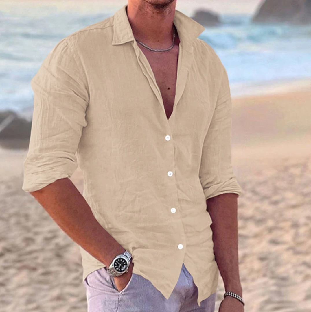 James | Men’s Linen Button-Up Shirt with Long Sleeve
