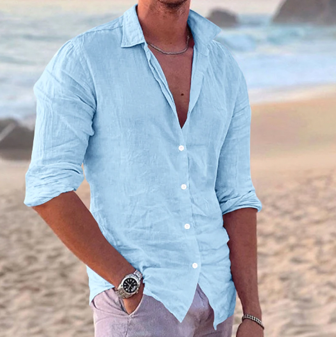 James | Men’s Linen Button-Up Shirt with Long Sleeve