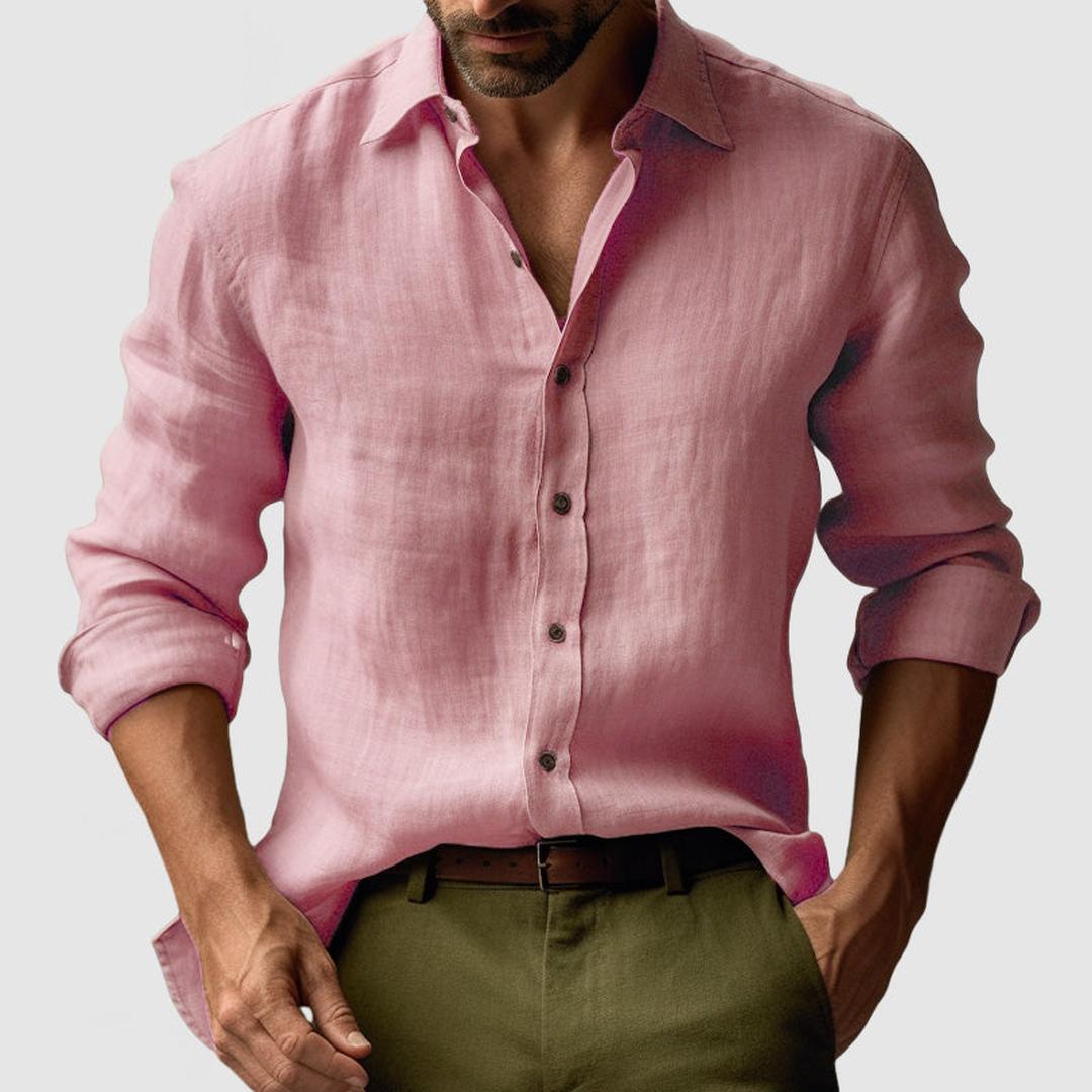 Samuel | Men’s Long Sleeve Linen Button-Up Shirt