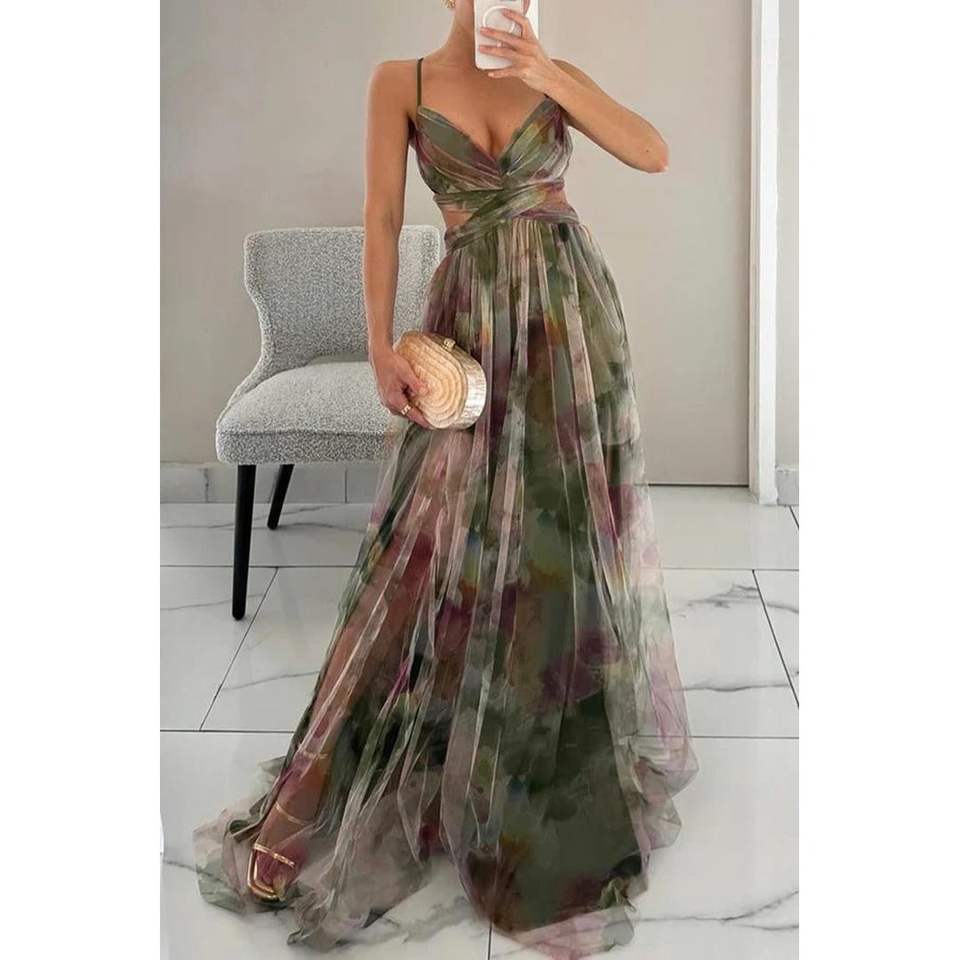 Hannah | Women’s Long Floral Dress with Adjustable Closure