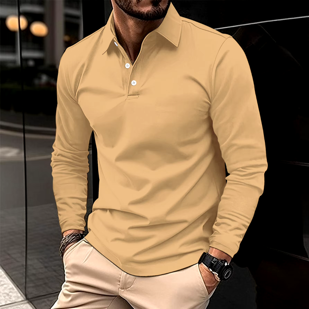 Connor | Men’s Long Sleeve Polo Shirt with Button Placket