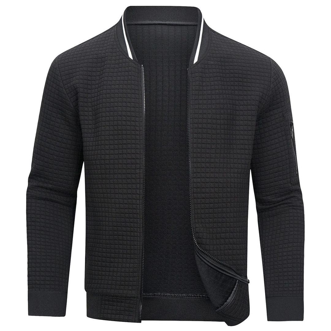 Caleb | Men’s Zip-Up Quilted Sweatshirt with Ribbed Collar