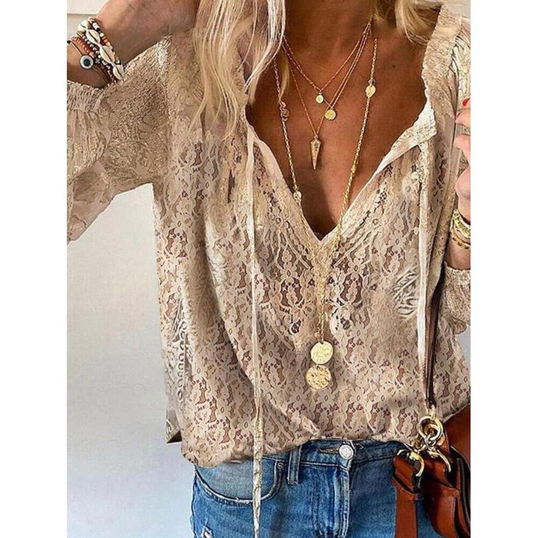 Sienna | Women’s Lace Blouse with Split Neckline