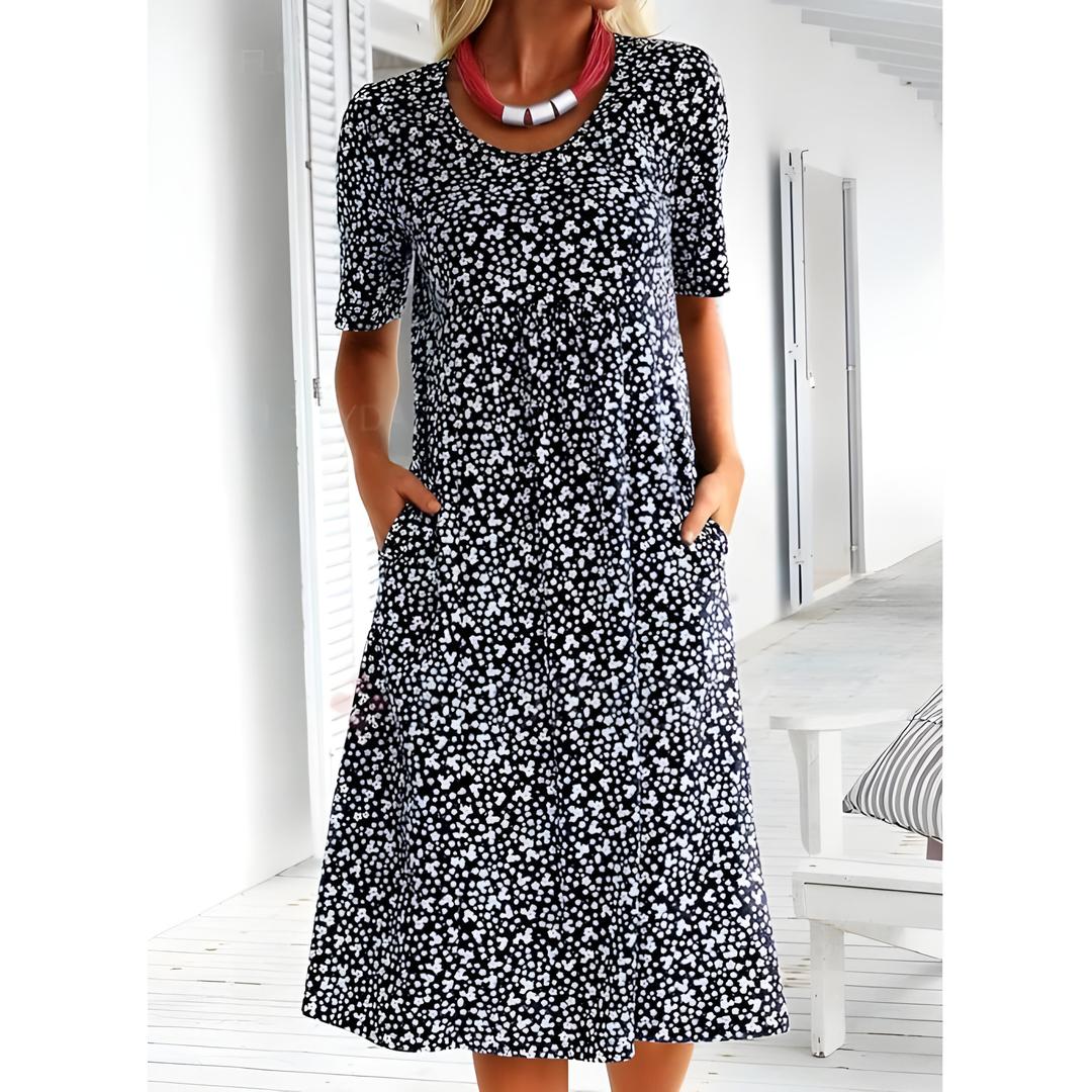 Willow | Women’s Printed Midi Dress with Side Pockets