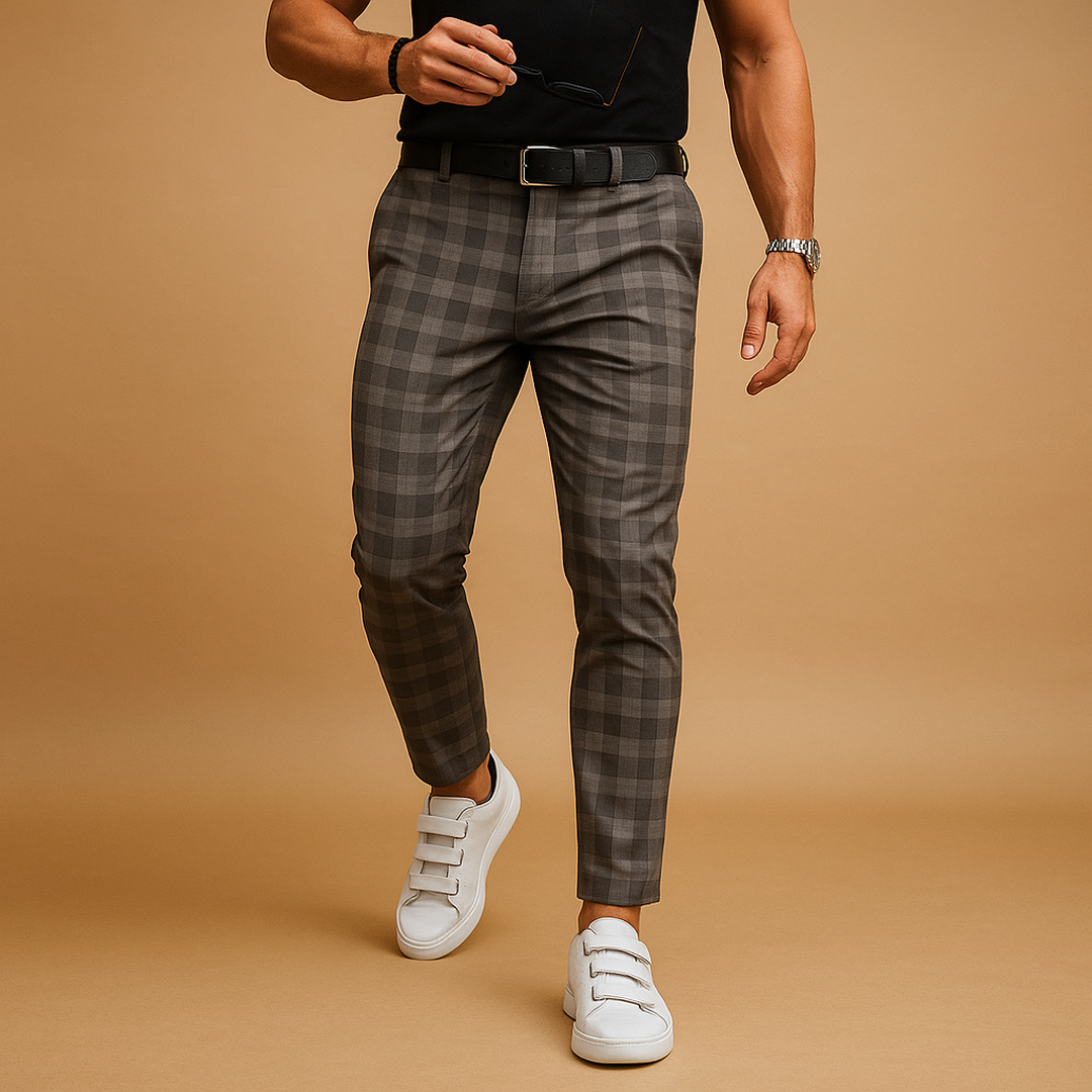 Jacob | Men’s Checked Casual Trousers with Relaxed Fit