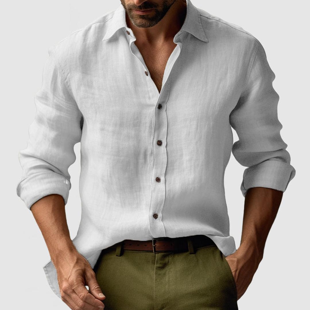 Samuel | Men’s Long Sleeve Linen Button-Up Shirt