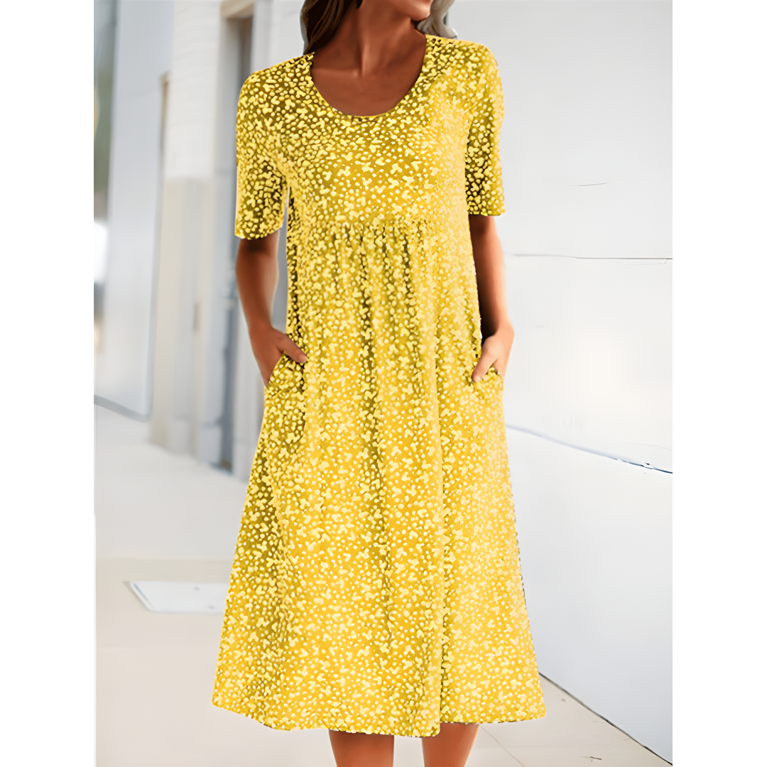 Willow | Women’s Printed Midi Dress with Side Pockets