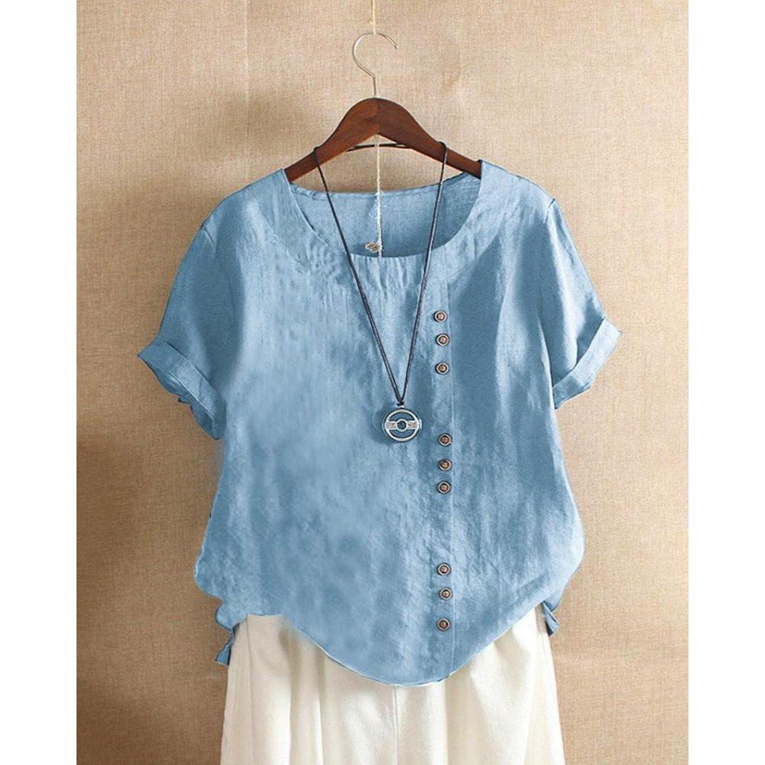 Claire | Women’s Solid Colour Blouse with Round Neck