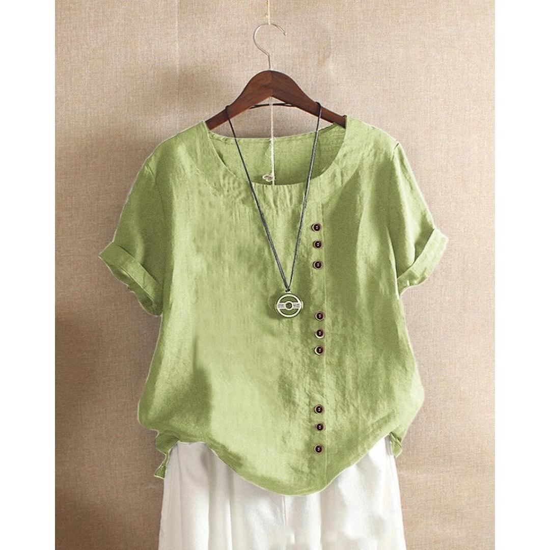 Claire | Women’s Solid Colour Blouse with Round Neck