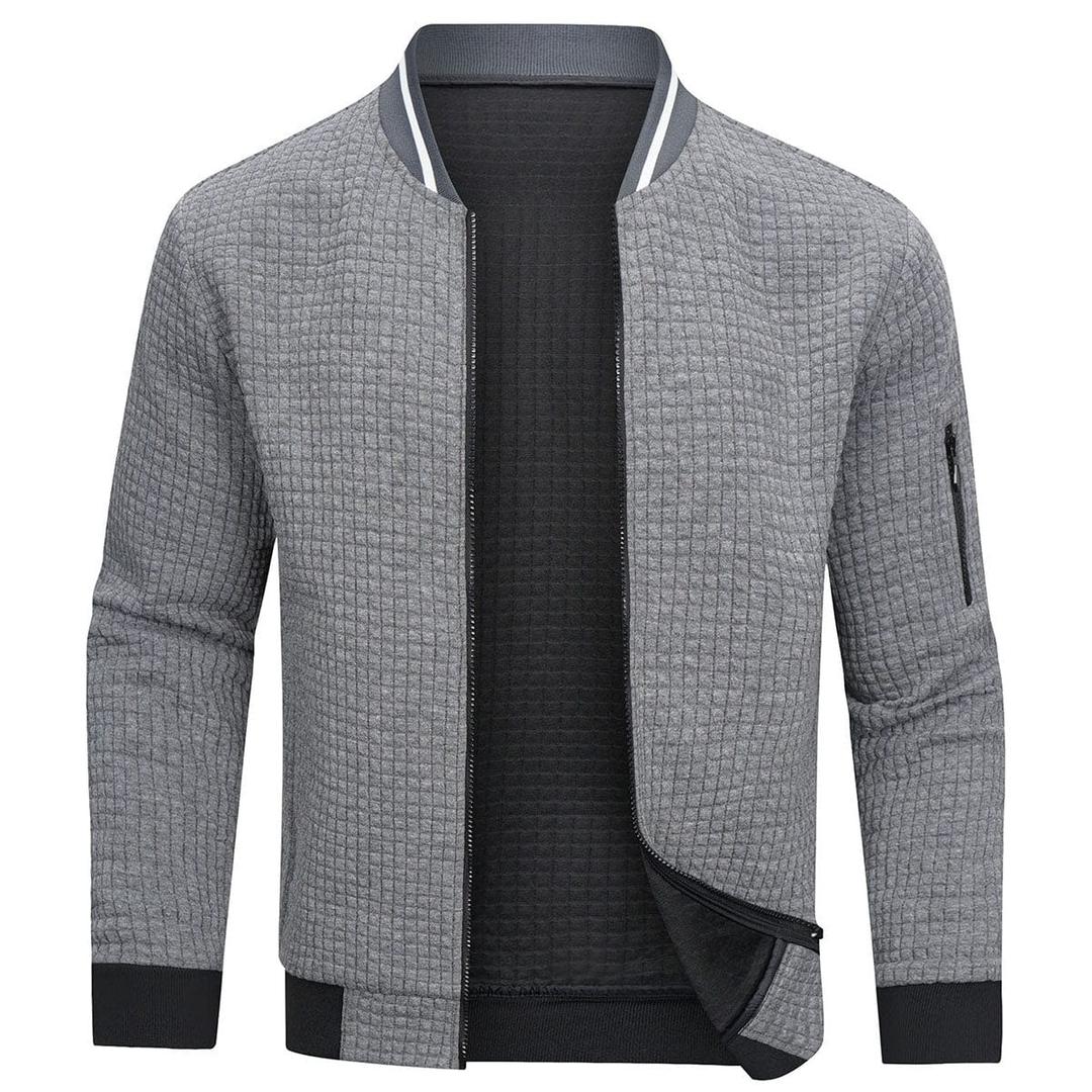 Caleb | Men’s Zip-Up Quilted Sweatshirt with Ribbed Collar