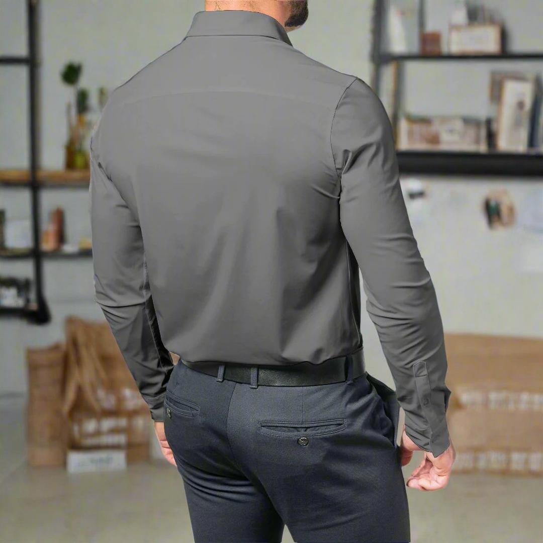 Leo | Men’s Stretch Shirt with Classic Collar and Button Cuffs