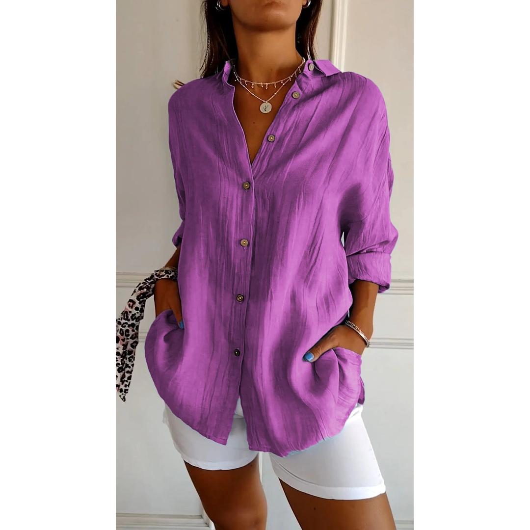 Grace | Women’s Button-Down Long Sleeve Shirt with Collared Neck