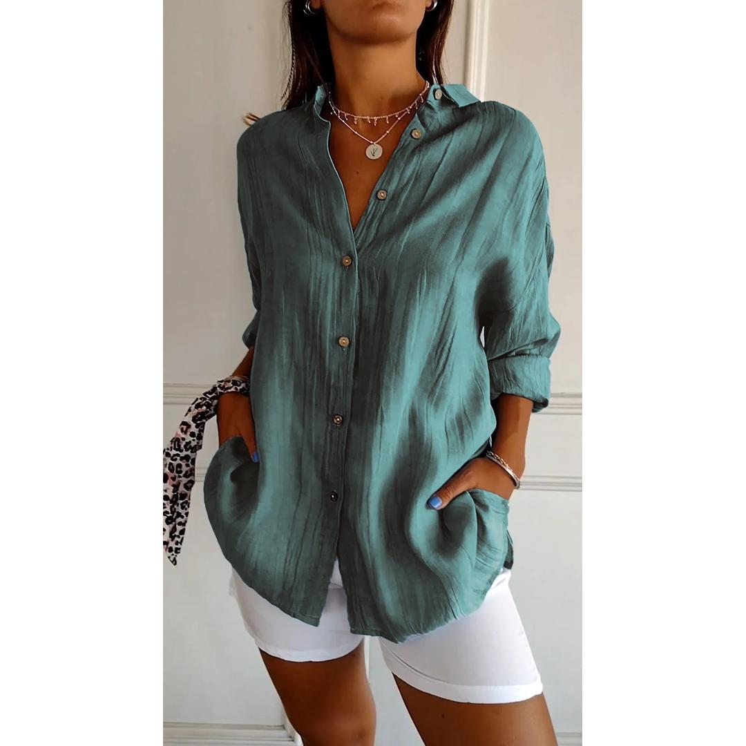 Grace | Women’s Button-Down Long Sleeve Shirt with Collared Neck