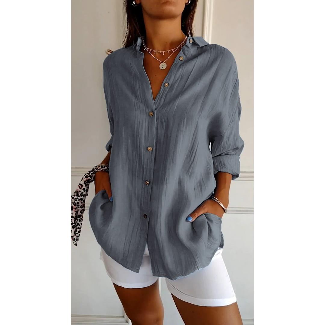 Grace | Women’s Button-Down Long Sleeve Shirt with Collared Neck