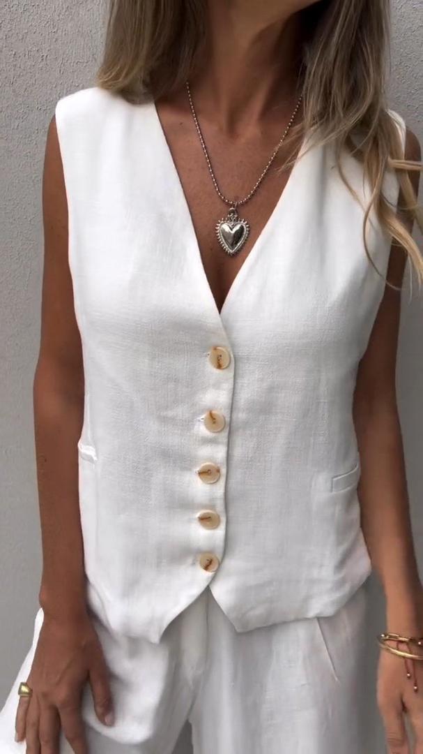 Calira | Women’s Button Vest and High-Waist Shorts Set