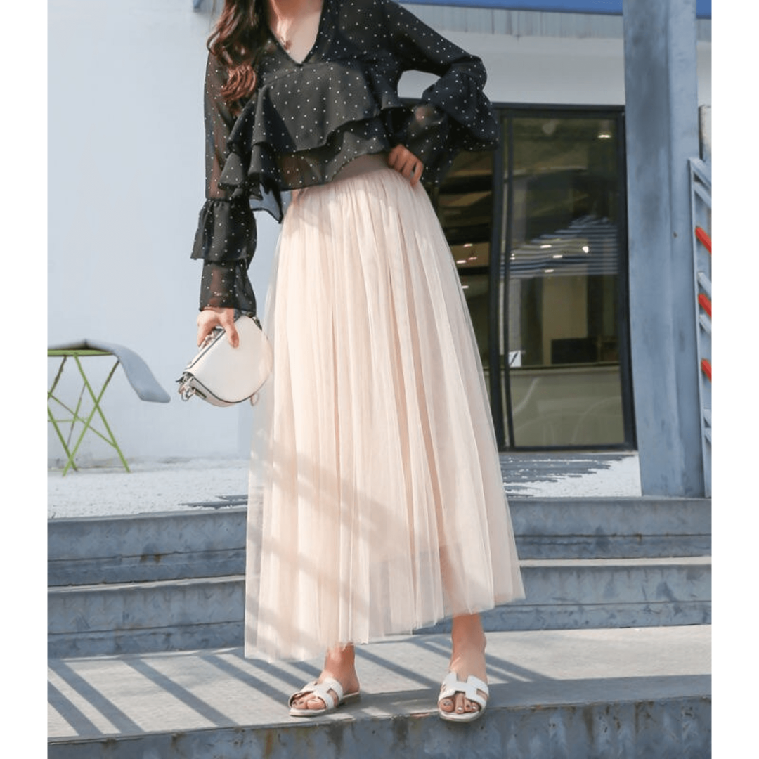 Lily | Women’s High-Waist Layered Tulle Maxi Skirt