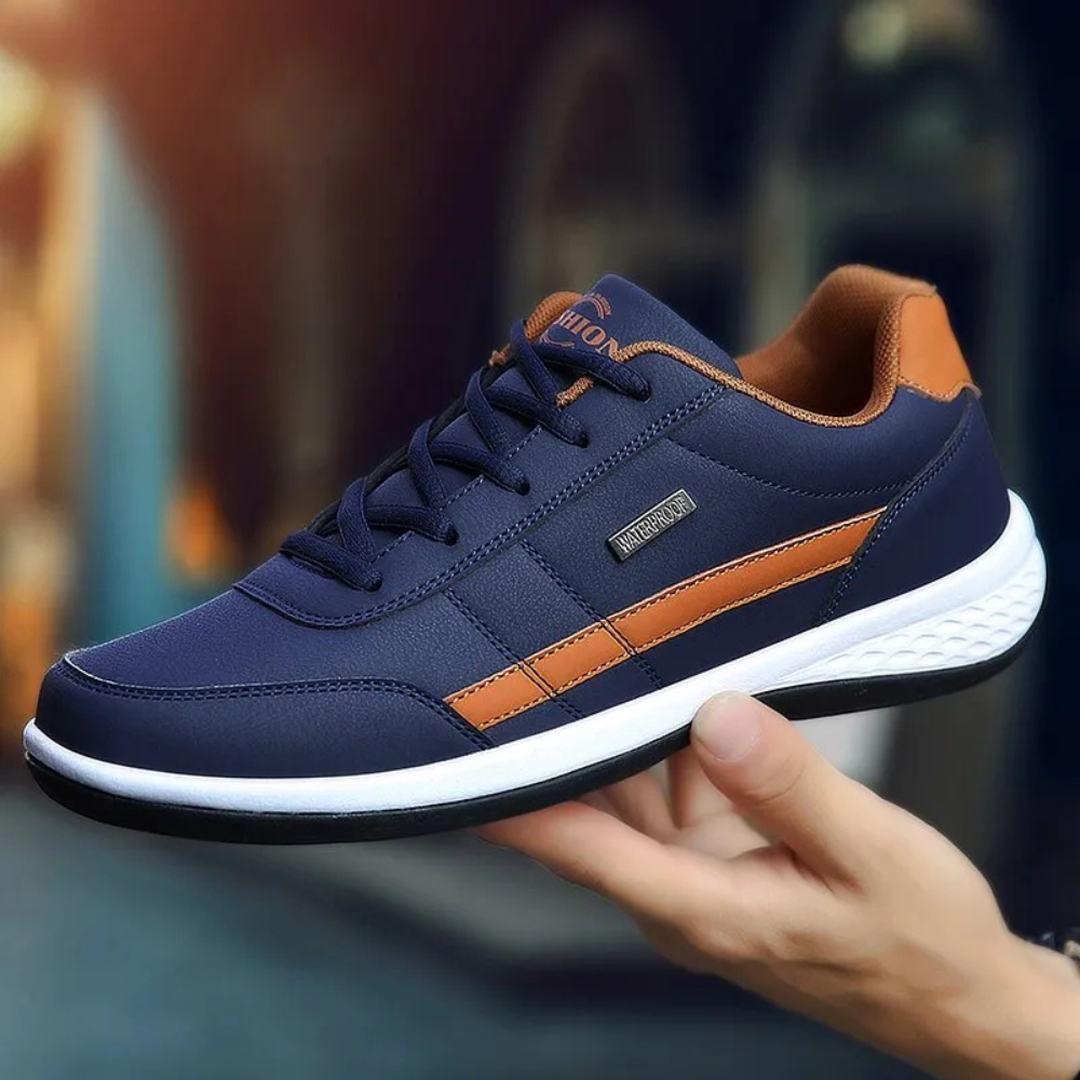 Ryan | Men’s Leather Lace-Up Trainers with Contrast Stripe