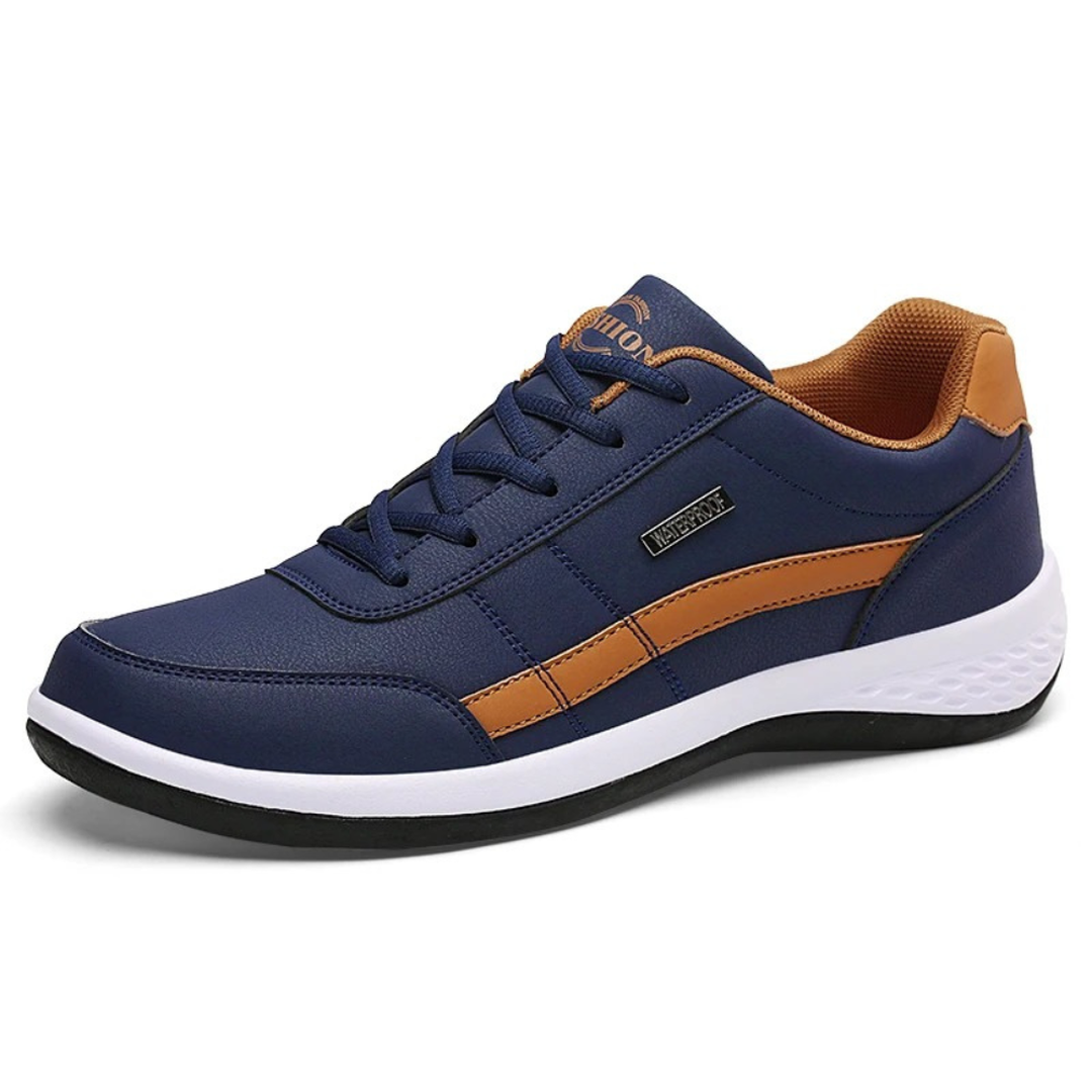 Ryan | Men’s Leather Lace-Up Trainers with Contrast Stripe
