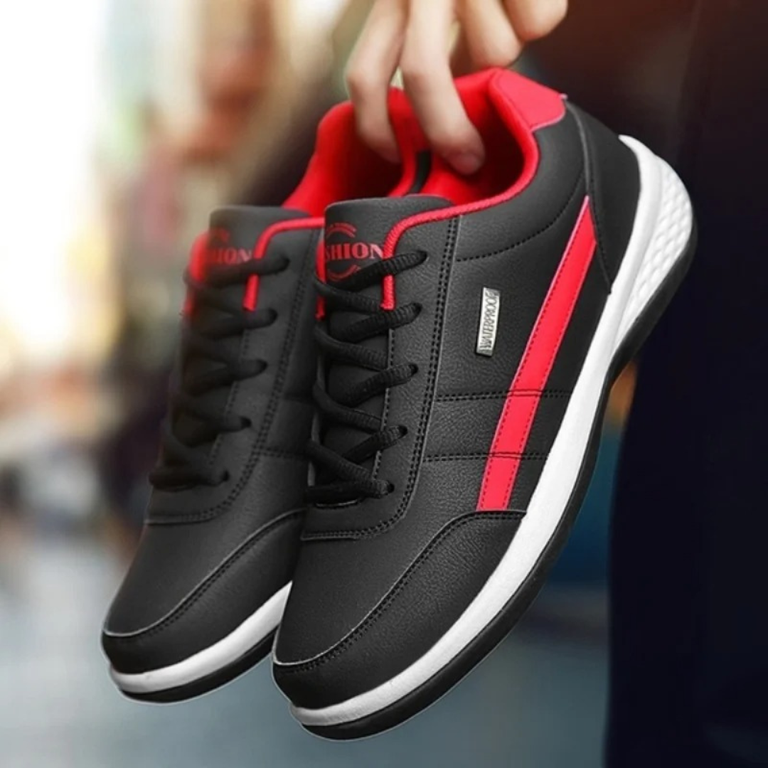 Ryan | Men’s Leather Lace-Up Trainers with Contrast Stripe