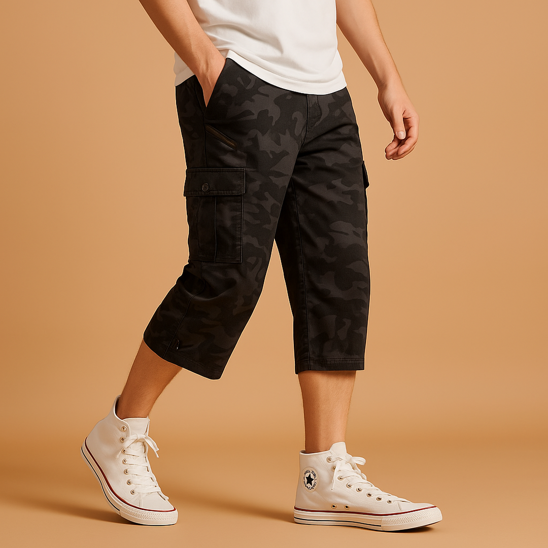 Mason | Men’s Long Cargo Shorts with Side Flap Pockets